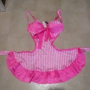Victoria's Secret pink/white stripe teddy